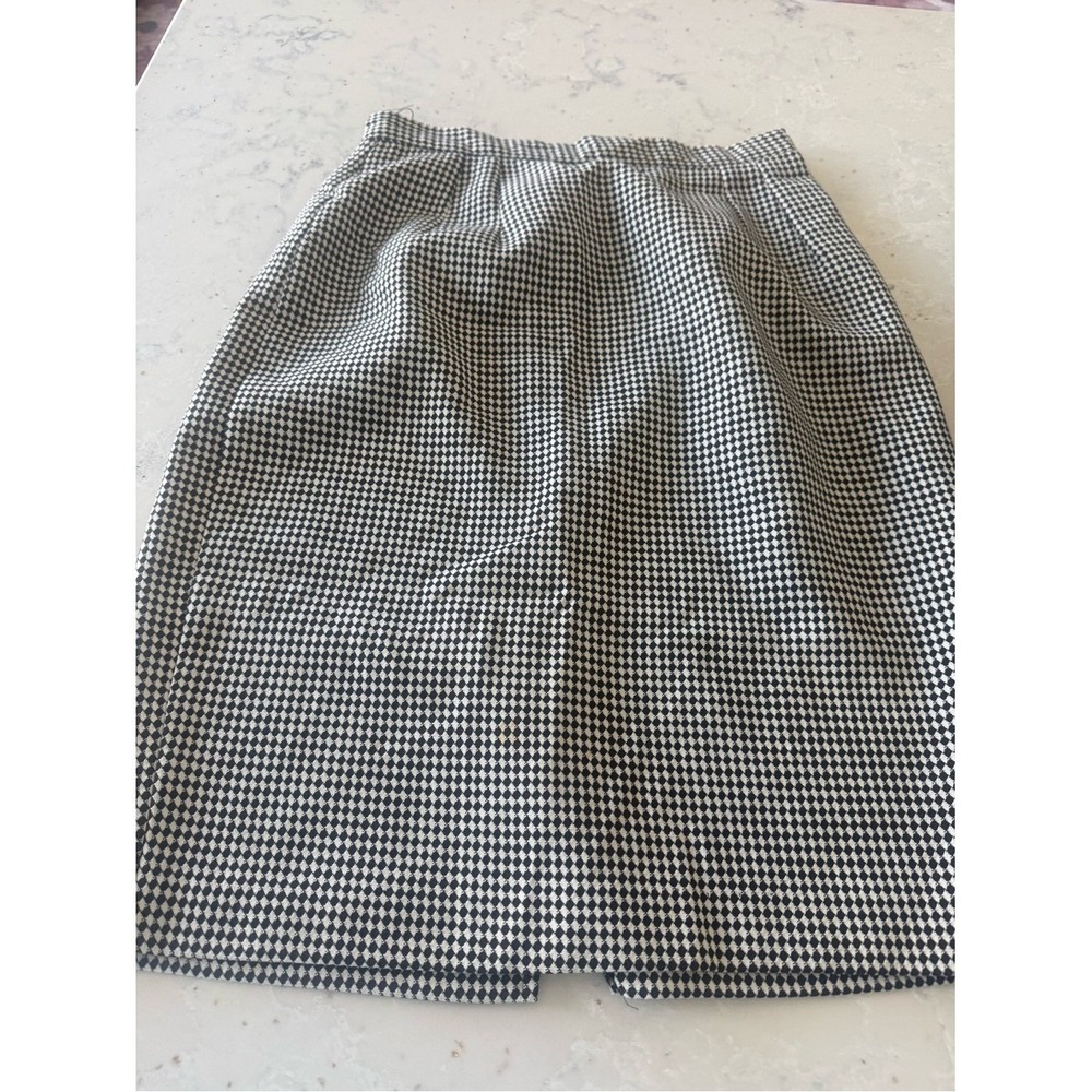 Easy Pieces Pencil Skirt Womens 8 Black Harlequin Diamond Vintage 80s ILGWU USA